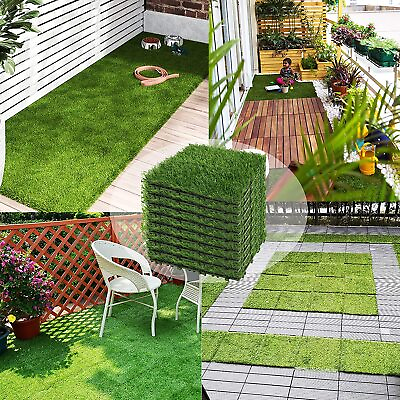9pcs 12.6quot; Realistic Artificial Grass Turf Rug for Indoor Outdoor Lawn Landscape $79.79
