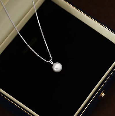 #ad Silver White Pearl Bead Pendant Chain Necklace $9.99