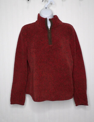 #ad J. Jill Pullover Sweater Red Long Sleeve Mock Neck Chunky Knit 1 4 Zip Small $20.70
