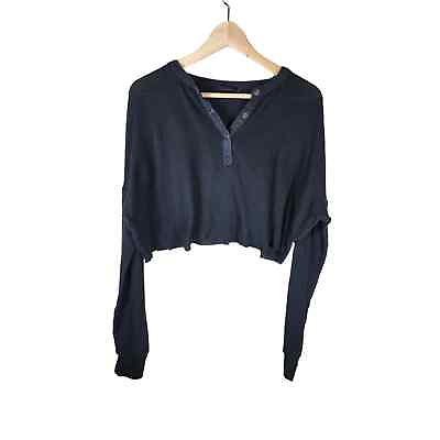 URBAN OUTFITTERS OUT FROM UNDER Black Long Sleeve Crop Boho Sweater SZ S $19.00