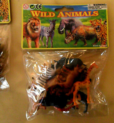 #ad New WILD Plastic ANIMALS Models Toys 12 Figurines: Lion Zebra Tiger Elephant amp; $7.99