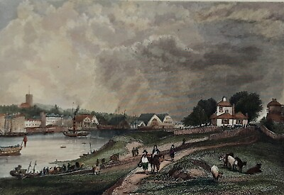 #ad Woolwich Mounted Antique Print Mid 19th Century Hand coloured engraving GBP 9.99