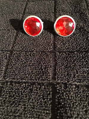#ad RED REFLECTOR Jewels LICENSE PLATE BOLTS REFLECT 1 4 MILE BRILLIANT TWO PIECES $22.00