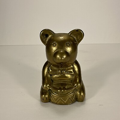 #ad Vintage Brass Teddy Bear Drummer Toy Bear Figurine 3quot; $10.00