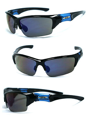 #ad New Mens Outdoor Xloop Sport Sunglasses Black Frame BLUE Fire Iridium Lens X45 $9.90