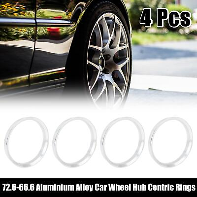 #ad 4pcs 72.6 to 66.6 mm Aluminium Alloy Car Hub Centric Rings Wheel Bore Spacer $12.49