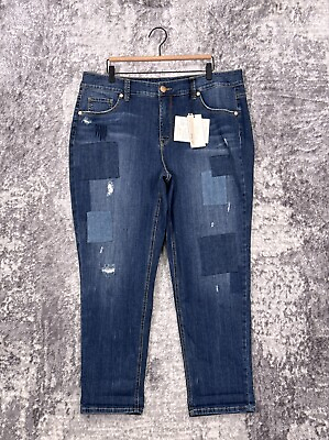#ad New Melissa McCarthy Seven7 Jeans 16W Womens Boyfriend Patchwork Plus Size $49.99