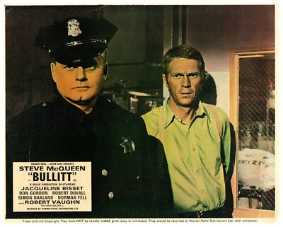 #ad Bullitt 1968 Original British Front of House Lobby Card Steve McQueen Rare $59.99