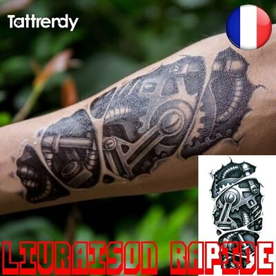 #ad .3D Temporary Tattoo Mechanical Robot Arm Fake Transfer Tattoo Stickers $5.20