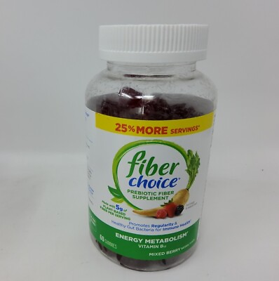 Fiber Choice Prebiotic Fiber Gummies Energy Metabolism w Vit B12 60 Ct Exp 04 25 #ad $14.00