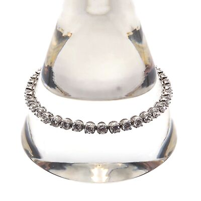 #ad Vintage Silver Tone 5mm Wide Crystal Stone Tennis Fashion Bracelet 7 8.5 Inch $16.99