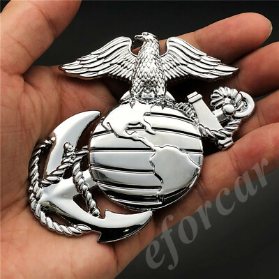 #ad Chrome Metal US Marine Corps USMC Eagle Globe Anchor Car Emblem Badge Sticker $9.90