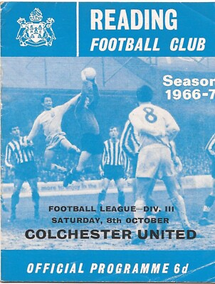 #ad Football Programme Reading v Colchester United Div 3 8 10 1966 GBP 1.00
