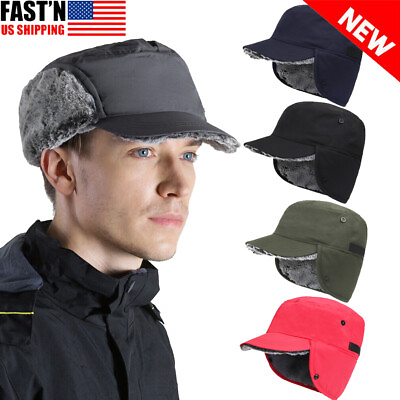 #ad Winter Hat with Ear Flaps Thermal Warmer Snow Ski Cap Flat Cap for Cold Weather $13.89