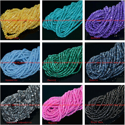 #ad Wholesale 2x4mm Multi color Faceted Natural Rondelle Gemstone Loose Beads 15quot; $2.69