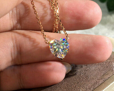 #ad Fashion Heart Silver Necklace Pendant Women Cubic Zirconia Wedding Jewlery C $3.76