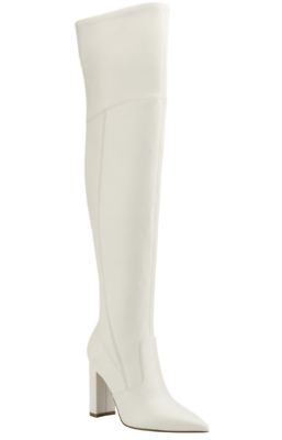 #ad Marc Fisher Over The Knee Boots Size 8 White Block Heel Zip Up Pointed Toe $49.99