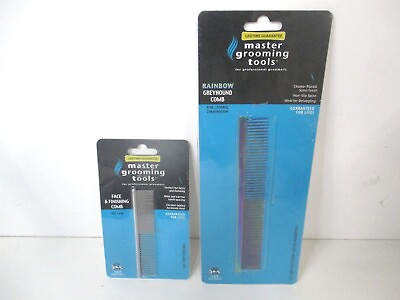 #ad Master Grooming Tools Rainbow Greyhound Comb and Face Finishing Comb Bundle $34.95