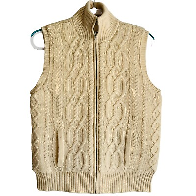 #ad Lauren Ralph Lauren Ivory Reversible Sweater Quilted Vest Women Sz M $39.00