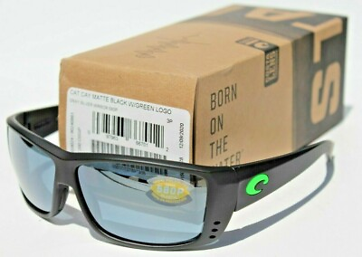 COSTA DEL MAR Cat Cay POLARIZED Sunglasses Matte Black Green Silver Mirror 580P $109.95