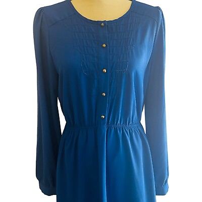 #ad Everly Clothing Women’s Blue Long Sleeves Shirt Dress Size Large $11.99