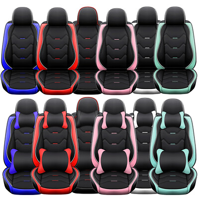 #ad 5 Car Seat Cover w Waterproof Leather Full Set Universal Fit for Most SUV Sedan $89.98