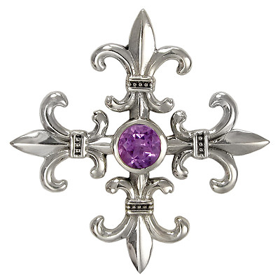 #ad #ad Sterling Silver Croix La Mere Fleur De Lis Cross Pendant Jewelry with Amethyst $49.99