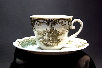 #ad Seltmann Weiden E White Gray Castle Porcelain Teacup amp; Saucer Bavaria W Germany $45.00
