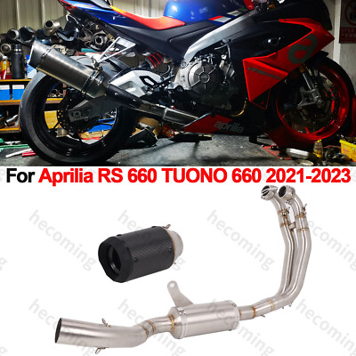 #ad For Aprilia RS 660 TUONO 660 21 23 Slip On Exhaust System Carbon Fiber Muffler $359.89