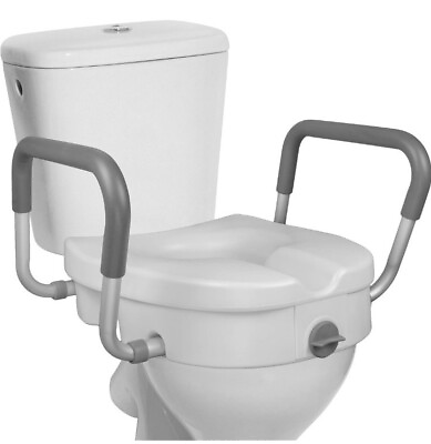 Raised Toilet Seat 5 Inch Elevated Riser with Adjustable Padded Arms Toil... $45.99