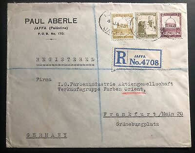 #ad 1933 Jaffa Palestine Commercial cover to IG Farben Frankfurt Germany $99.99
