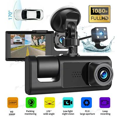 #ad Car Dual Lens Dash Cam HD 1080P Front Rear Inside Video Recorder Camera G sensor $28.49