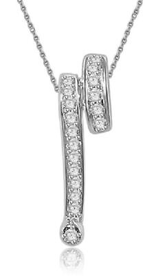 #ad #ad 14K White Gold Fashion Pendant Necklace Round Diamond 0.30 Ct SI1 G 0.80 Inch $272.79