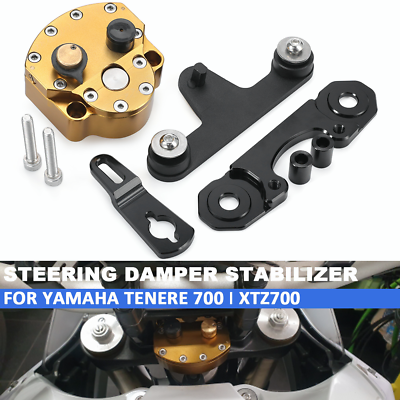 #ad CNC Adjustable Steering Damper Stabilizer For YAMAHA TENERE 700 XTZ700 RALLY $173.39