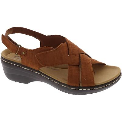 #ad Clarks Womens Merliah Echo Brown Wedge Sandals Shoes 6.5 Wide CDW BHFO 2343 $34.99