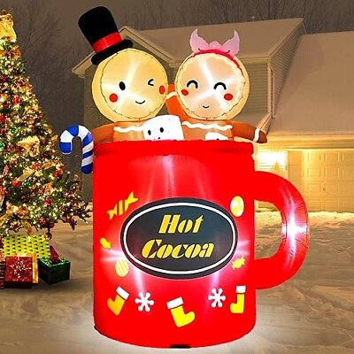 #ad 6FT Gingerbread Inflatable Christmas Outdoor Decoration Cute Giant Blow Up Light $80.99