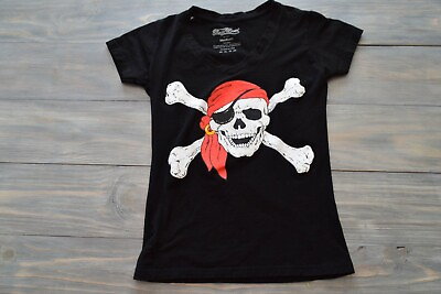 #ad #ad Jolly Roger T Shirt Women#x27;s Size Medium Skull Crossbones Halloween Pirate bones $14.95