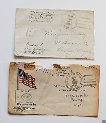 #ad 2 WWII 1942 US Army Postal Covers APO Militaria History $19.99