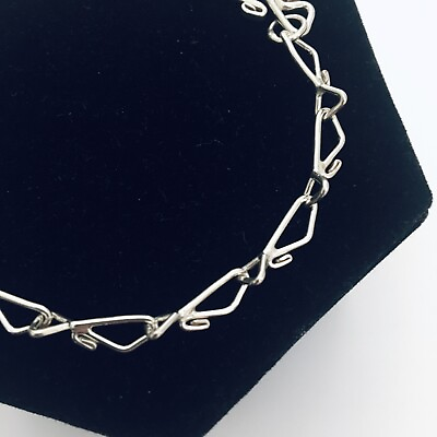 #ad Funky Silver Bracelet Sterling Adjustable 7.75” Triangle Links Geometric Jewelry $29.95