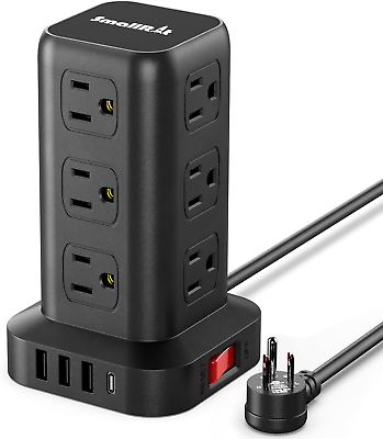 #ad Surge protector tower with 12 AC outlets 4 USB ports 6.5ft cord. $31.89