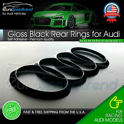 AUDI Rings Gloss Black Rear Trunk Lid Badge Logo Emblem for A1 A3 A4 S4 A5 S6 A6 $14.99