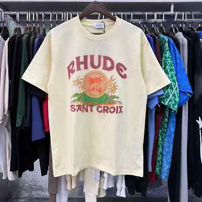 #ad Rhude Saint Croix coconut print double yarn pure cotton casual T shirt $17.99