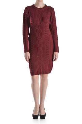 #ad Yemak Women#x27;s Long Sleeve Feminine Cable Knit Sweater Dress MK3451 $18.45