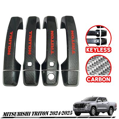 #ad Door Handle Cover Carbon Logo Red For Mitsubishi Triton L200 2024 2025 $54.55