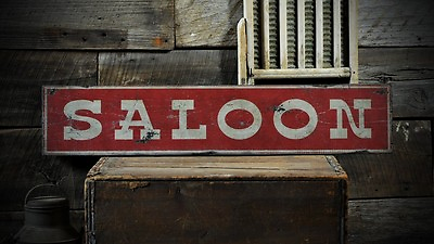 #ad Distressed Saloon Bar Tavern Sign Rustic Hand Made Vintage Wooden $54.00