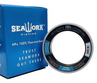 #ad Seaworx Fluorocarbon Leader Freshwater amp; Saltwater Fishing Line 25yd or 100yd $120.00