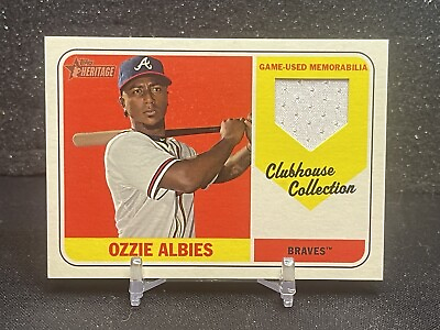 #ad Ozzie Albies 2018 Topps Heritage HN Clubhouse Collection Relic RC Atlanta Braves $7.99