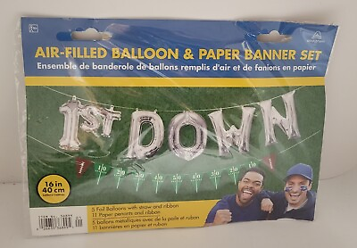 #ad Football Party Decor Air Filled Balloon And Paper Banner Set 16quot; Foil Balloons $9.89