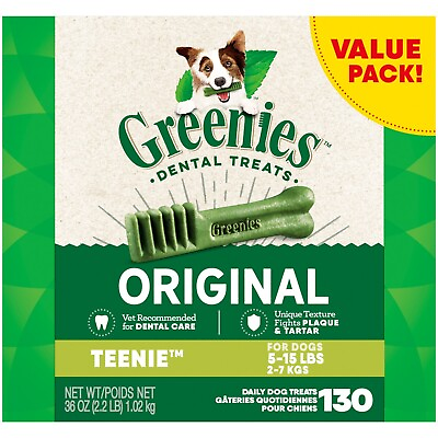 #ad GREENIES Original TEENIE Natural Dog Dental Care Chews 36 oz. Pack 130 Treats $28.88