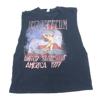 #ad Led Zeppelin Tank Top Men#x27;s XL Black Graphic 100% Cotton Crew Neck Pullover $16.19